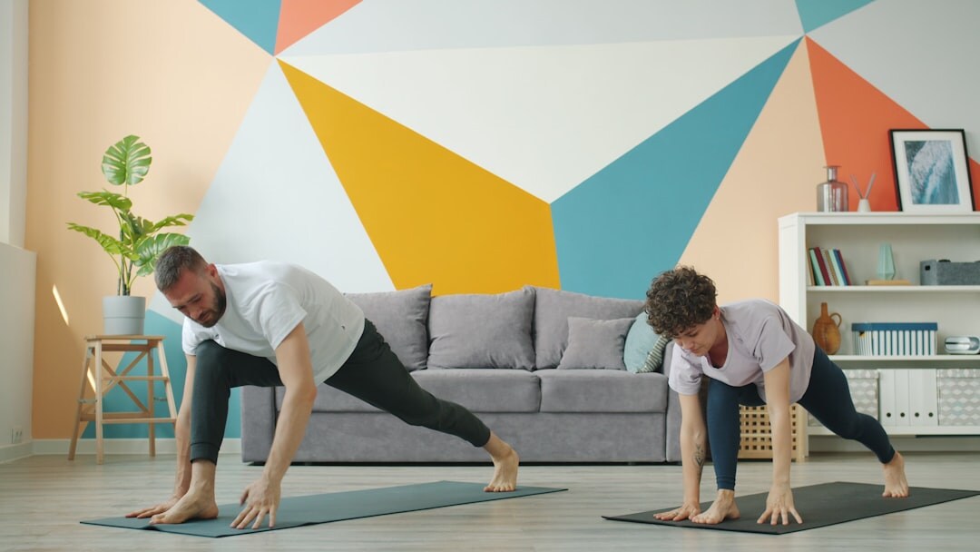 senior couple exercising