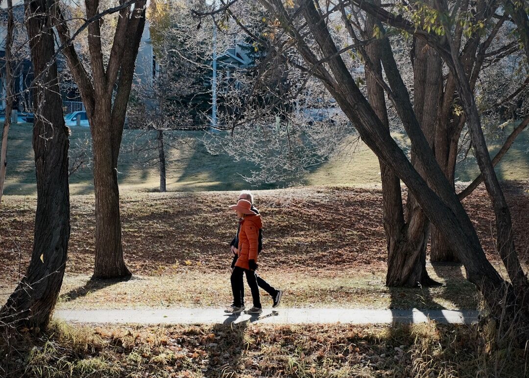 senior walking in park